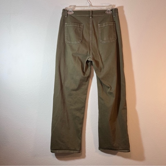 Dokotoo Olive Green High Waisted Wide Leg Cargo Pants Size 12 Contrast Stitch - Picture 9 of 11
